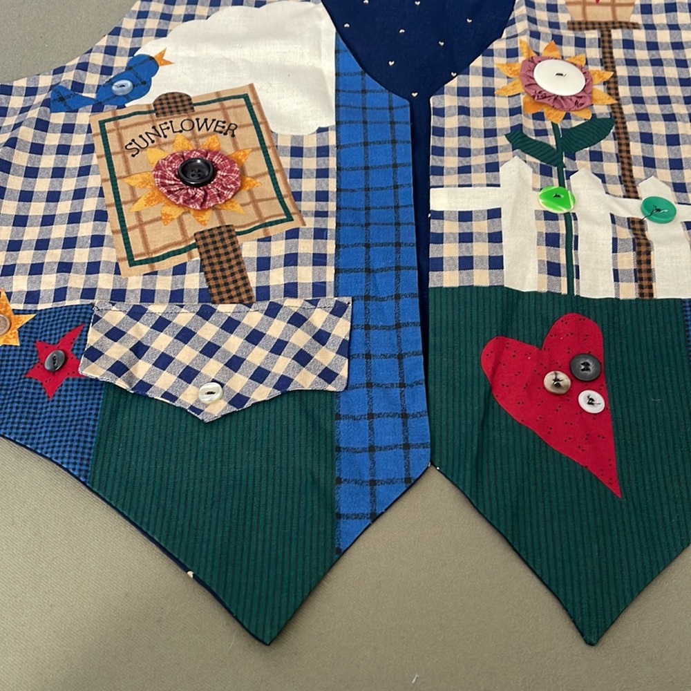 Colorful Patchwork Reversible Vest with Sunflower… - image 7